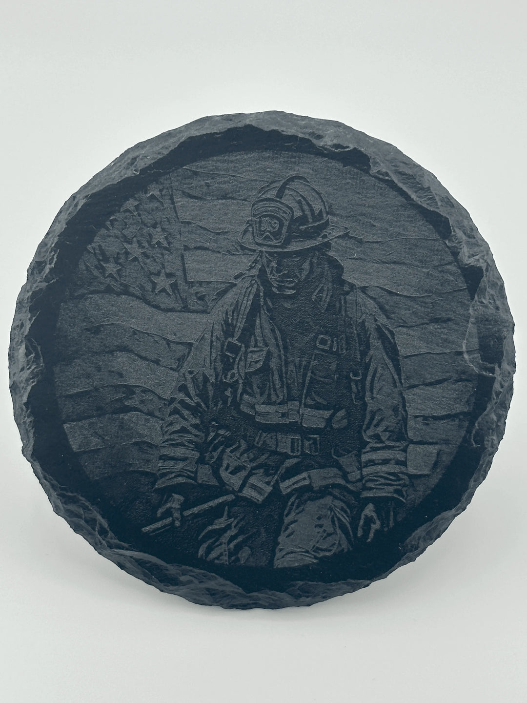 4 Personalized Slate Coasters w/ metal rack - Unique Designs