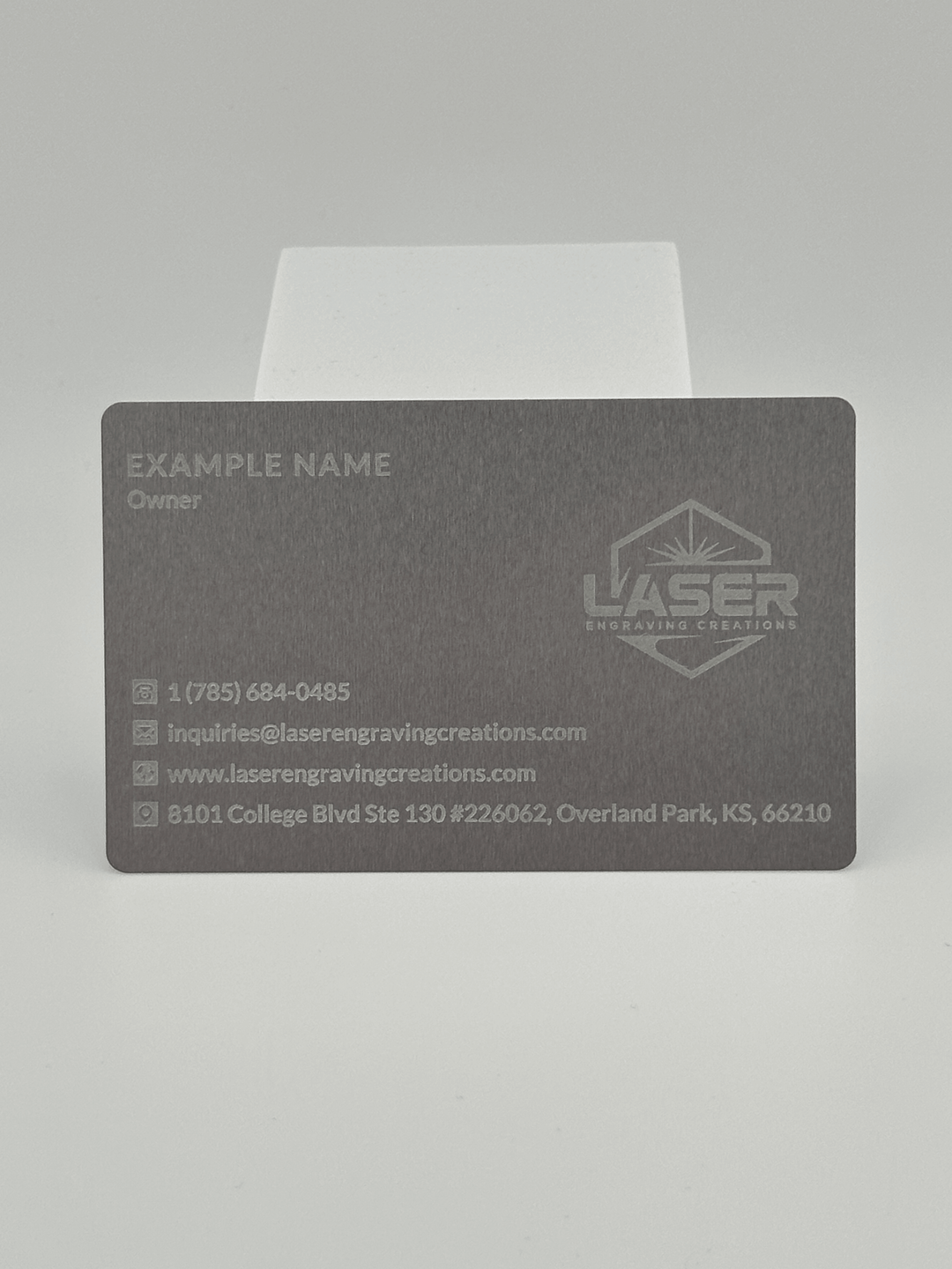 Personalized Black/Silver Metal Business Cards - Laser Engraved