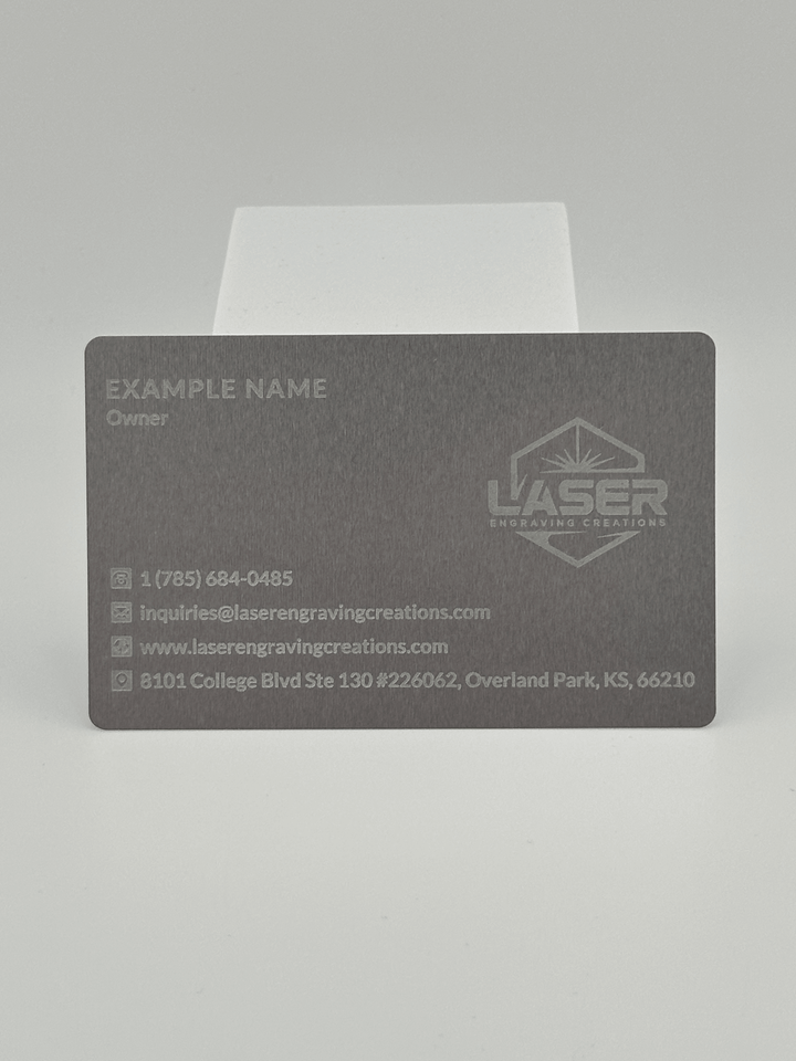 Personalized Black/Silver Metal Business Cards - Laser Engraved