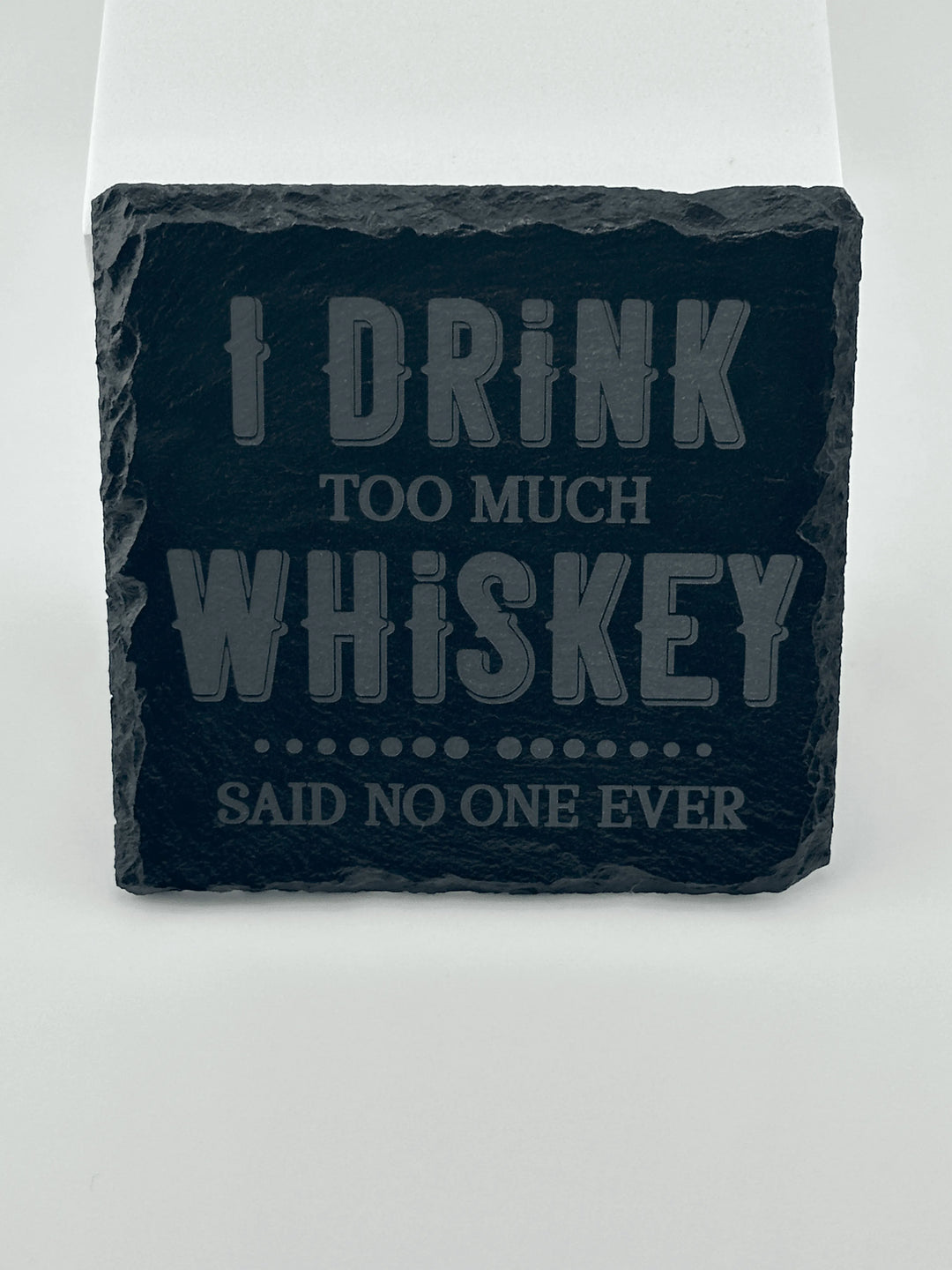 4 Personalized Slate Coasters w/ metal rack - Unique Designs