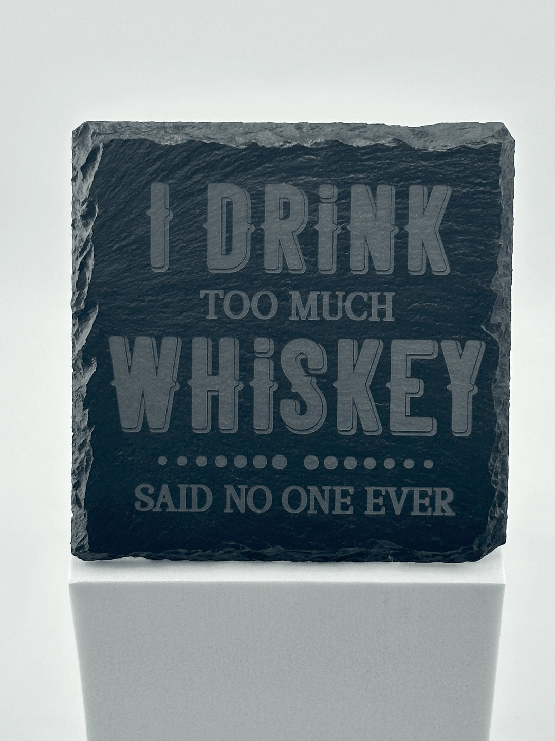 4 Personalized Slate Coasters w/ metal rack - Unique Designs